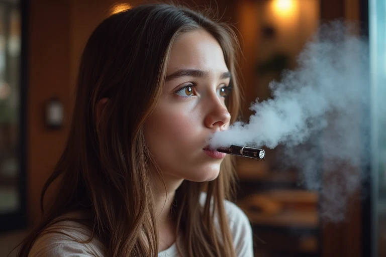 抽電子煙的女孩