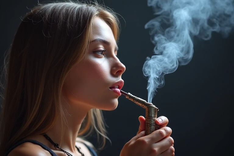 吸電子煙的女孩